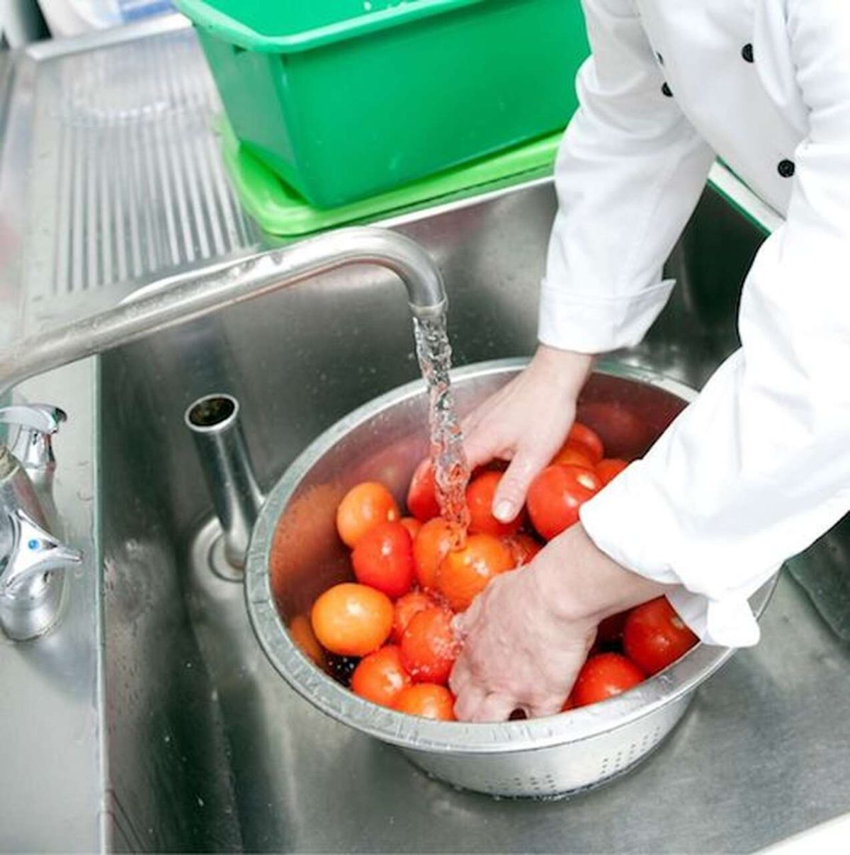Técnico Anvisa lava tomates em laboratório para teste