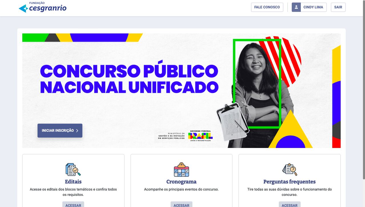 Portal do candidato concurso CNU